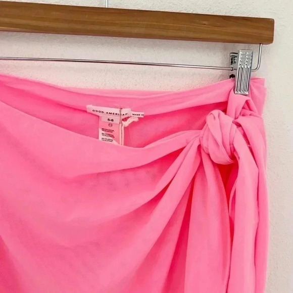 NWT Good American Sugar Pink Leg Daze Mesh Tie Sarong Coverup, Size 2x-5x (1) - Picture 3 of 8
